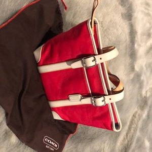 Coach Hampton bag #M2J-7740 bright red fabric